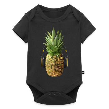 Pineapple with headphones - Baby Premium short-sleeve bodysuit - black - Front