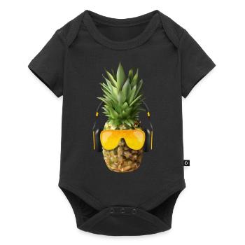 Pineapple with headphones - Baby Premium short-sleeve bodysuit - black - Front