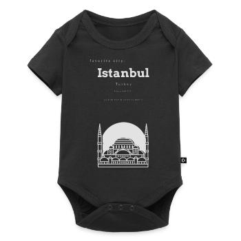 Coordonnées de la mémoire de la ville préférée d’Istanbul - Body à manches courtes Premium Bébé - noir - Devant