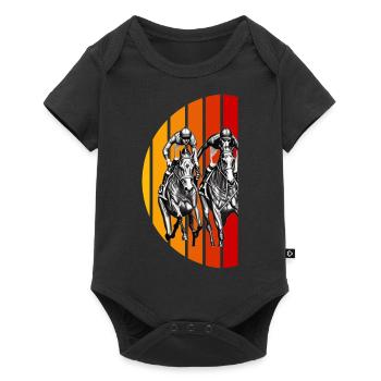 Courses de chevaux Vintage Dessin Coucher de soleil - Body à manches courtes Premium Bébé - noir - Devant
