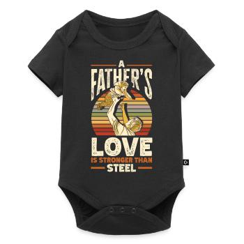 Stronger than Steel Father's Day Design for - Baby Premium Kurzarmbody - Schwarz - Vorne