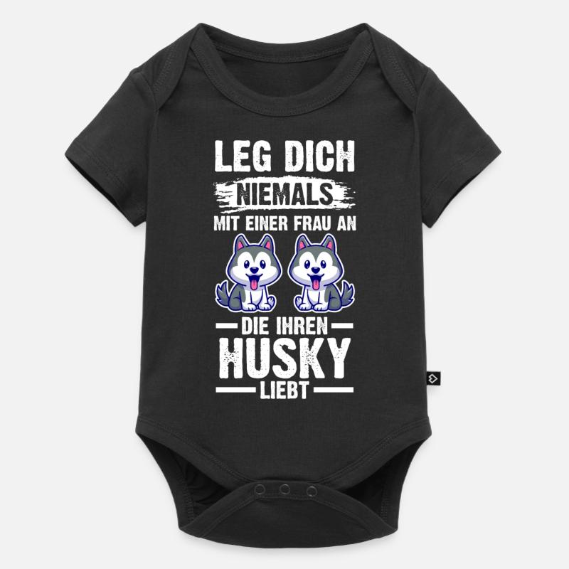 Hund Husky - Baby Premium Kurzarmbody - Schwarz