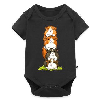Meerschweinchen Turm Kunststücke - Baby Premium Kurzarmbody - Schwarz - Vorne