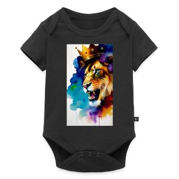 Crowned Lion Watercolour - Baby Premium short-sleeve bodysuit - black - Front