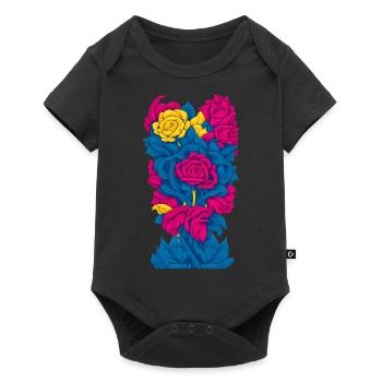 Flowers (Blue, Red, Yellow) - Baby Premium short-sleeve bodysuit - black - Front