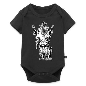 Niedliches Baby-Zombie-Einhorn - Baby Premium Kurzarmbody - Schwarz - Vorne