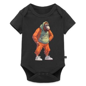 Streetart Orang-Utan Urban Rap Street Affe - Baby Premium Kurzarmbody - Schwarz - Vorne