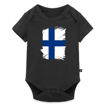 Finnland Flagge Suomi Finnische Fahne Used Look - Baby Premium Kurzarmbody - Schwarz - Vorne