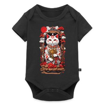 Chat Design Chat Porte-Bonheur Ukiyo-E Style Japon - Body à manches courtes Premium Bébé - noir - Devant