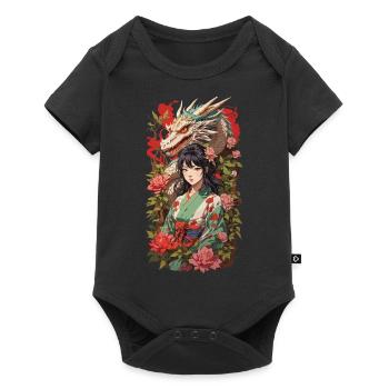 Asian Dragon Anime Aesthetic Girl Design - Baby Premium short-sleeve bodysuit - black - Front