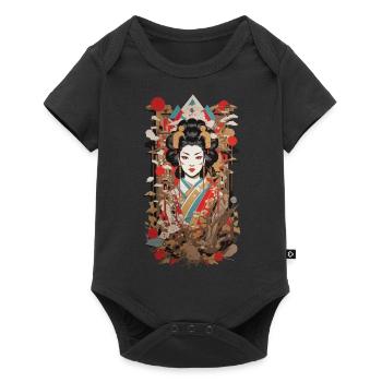 Style artistique rétro Geisha Popart Japon - Body à manches courtes Premium Bébé - noir - Devant