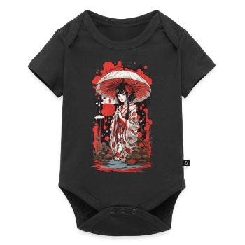 Japonais Ukiyo-E Esthétique Style de Design Rétro - Body à manches courtes Premium Bébé - noir - Devant
