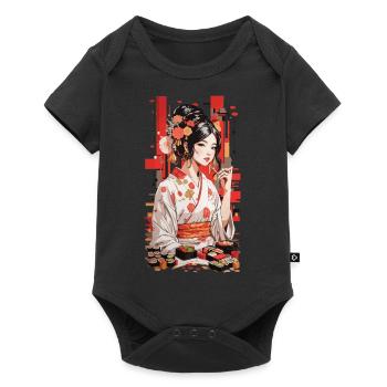 Sushi Nourriture Beauté Popart Rétro Japon Design - Body à manches courtes Premium Bébé - noir - Devant