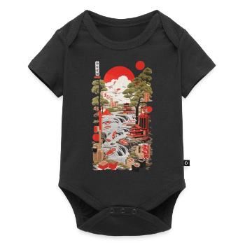 Ukiyo-E Sushi Design in Retro Vintage Style - Baby Premium short-sleeve bodysuit - black - Front