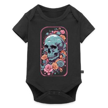 Ästhetisches Gothic Skull Rosen Okkult Design - Baby Premium Kurzarmbody - Schwarz - Vorne