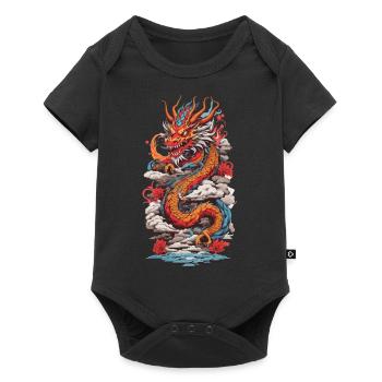 Rétro asiatique mysticisme Dragon Japon Design - Body à manches courtes Premium Bébé - noir - Devant