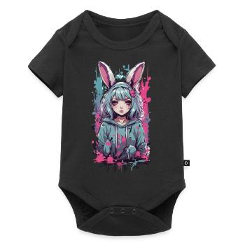 Anime Girl Bunny Kemonomimi Kawaii Gothic Design - Baby Premium Kurzarmbody - Schwarz - Vorne