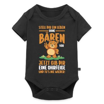 Braunbär Bär - Baby Premium Kurzarmbody - Schwarz - Vorne