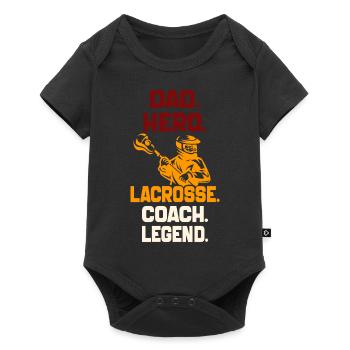 Dad Hero Lacrosse Coach Legend Sports Dad Vintage - Baby Premium short-sleeve bodysuit - black - Front