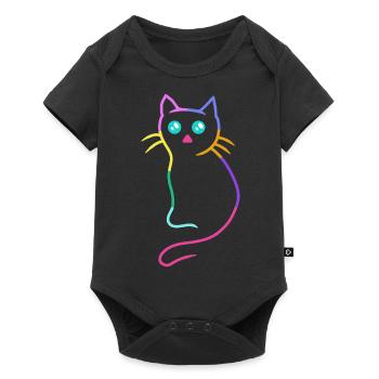Bébé Kawaii Chat Coloré Enfants Animaux Chat - Body à manches courtes Premium Bébé - noir - Devant