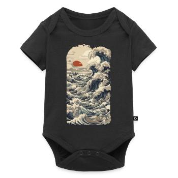 Ukiyo-E Wave Vintage Japon Streetwear - Body à manches courtes Premium Bébé - noir - Devant