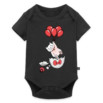 Katze Geburt Baby Luftballons Eierschale schlüpfen - Baby Premium Kurzarmbody - Schwarz - Vorne