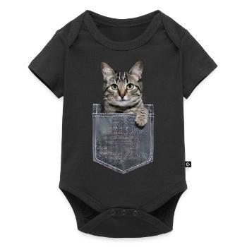 Bombay-Katze in der Tasche Geschenk - Baby Premium Kurzarmbody - Schwarz - Vorne