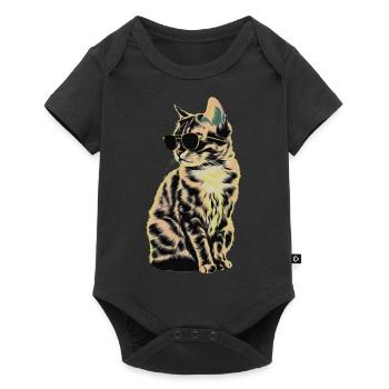 Sonnenbrille mit Tonkanesen-Katze Geschenk - Baby Premium Kurzarmbody - Schwarz - Vorne