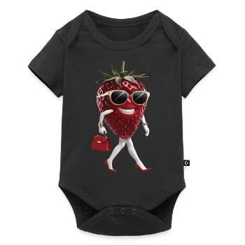 Frauen Erdbeere - Baby Premium Kurzarmbody - Schwarz - Vorne