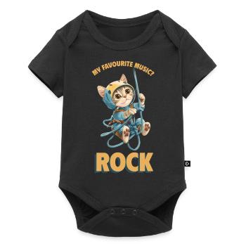 My favourite music? Rock Klettern Süße Katze - Baby Premium Kurzarmbody - Schwarz - Vorne