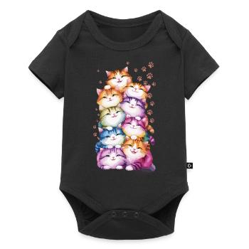 Niedliche Katze Pfoten Paw Katzenturm für - Baby Premium Kurzarmbody - Schwarz - Vorne