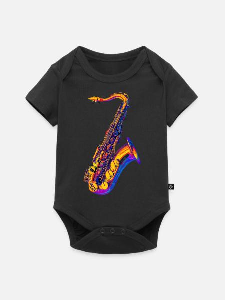 Saxophon - Baby Premium Kurzarmbody - Schwarz