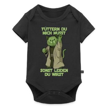 Füttern du mich musst, lustige Katze - Baby Premium Kurzarmbody - Schwarz - Vorne