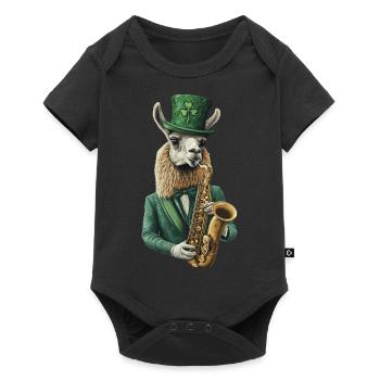 Lama - Baby Premium Kurzarmbody - Schwarz - Vorne
