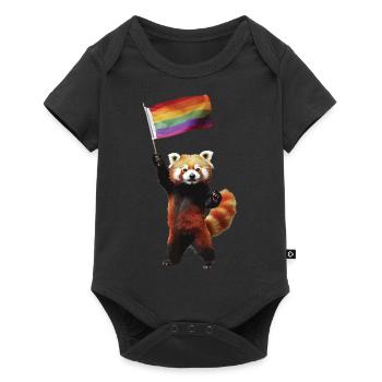 Roter Panda - Baby Premium Kurzarmbody - Schwarz - Vorne