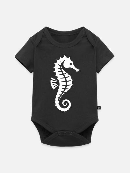 Seepferdchen | Schwimmabzeichen - Baby Premium Kurzarmbody - Schwarz