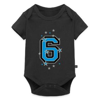 The number 6 and Stars - Baby Premium short-sleeve bodysuit - black - Front