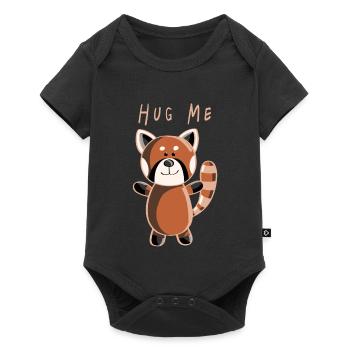 Hug Me Roter Panda - Pandas - Tier - Tiere - Baby Premium Kurzarmbody - Schwarz - Vorne