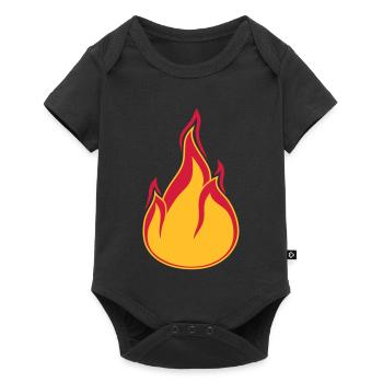 fire flame hot burn burn warm clipart - Baby Premium short-sleeve bodysuit - black - Front