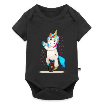 Licorne Unicorn sur un monocycle - Body à manches courtes Premium Bébé - noir - Devant