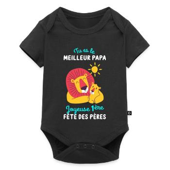 Body bébé meilleur papa première fête des pères - Body à manches courtes Premium Bébé - noir - Devant