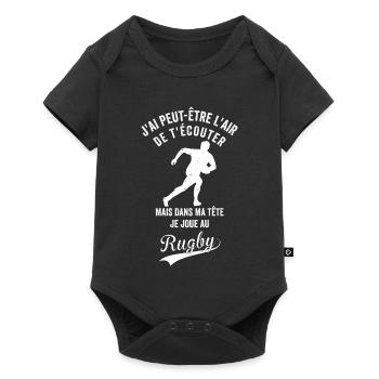 Rugby Humour dans Ma Tête Je joue au Rugby - Body à manches courtes Premium Bébé - noir - Devant