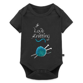 stricken sprüche, Ich liebe stricken - Baby Premium Kurzarmbody - Schwarz - Vorne
