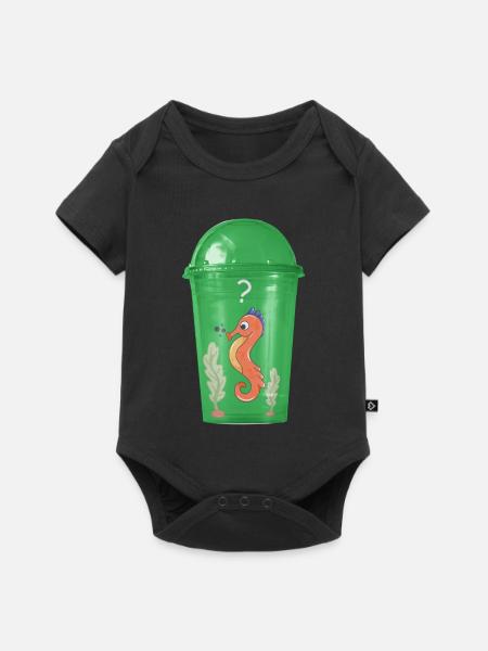 Seepferd im Becher - Baby Premium Kurzarmbody - Schwarz