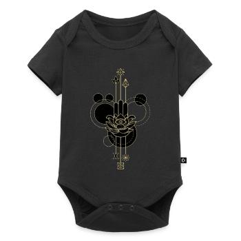 Main Hamsa dorée lotus éthéré - Body à manches courtes Premium Bébé - noir - Devant