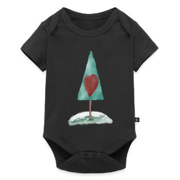 Heart tree watercolor illustration - Baby Premium short-sleeve bodysuit - black - Front