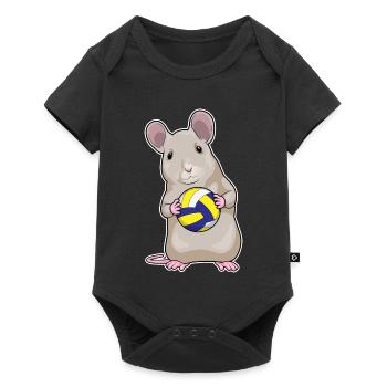 Maus Volleyballspieler Volleyball - Baby Premium Kurzarmbody - Schwarz - Vorne