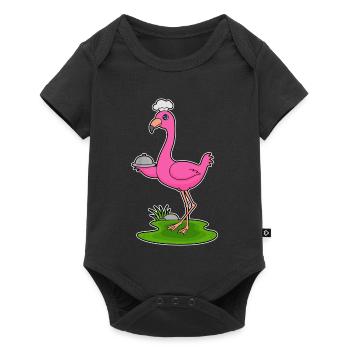 Flamingo Koch Servierglocke Kochen - Baby Premium Kurzarmbody - Schwarz - Vorne