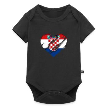 Croatia flag Adriatic Sea Zagreb Croatian flag heart - Baby Premium short-sleeve bodysuit - black - Front