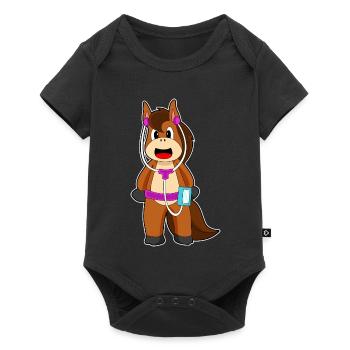 Horse Headphones Music - Baby Premium short-sleeve bodysuit - black - Front